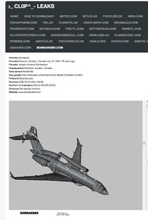 A screenshot of documents posted to Clop Leaks appears to show Saab's GlobalEye radar defense system attached to a Bombardier private jet in a schematics picture
