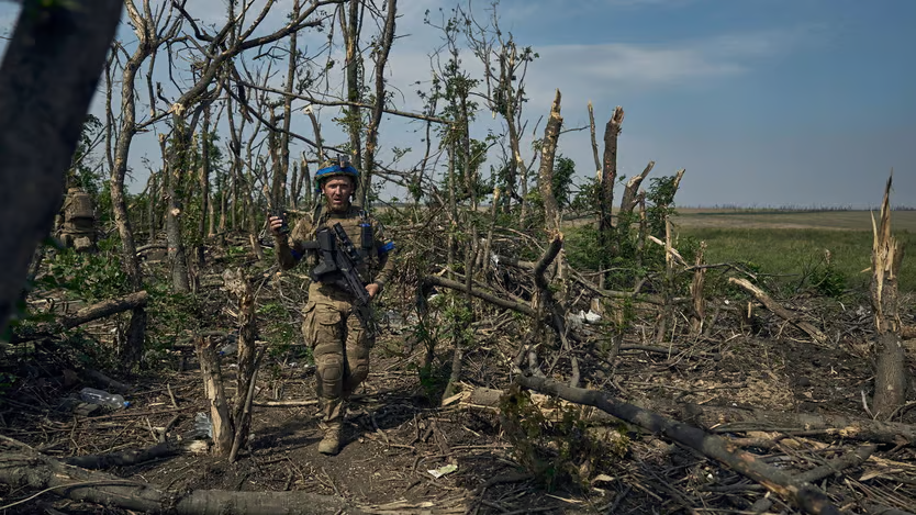 A soldier of Ukraine's 3rd Separate Assault Brigade near Bakhmut, the site of fierce battles with the Russian forces in the Donetsk region, Ukraine