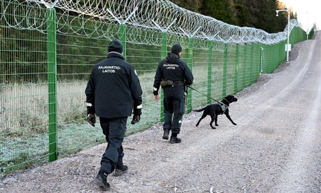 Kuva itärajan esteaidan pilottityömaalta vuonna 2023. Lopullinen aita on puoli metriä korkeampi ja sen verkko on tiiviimpi. 