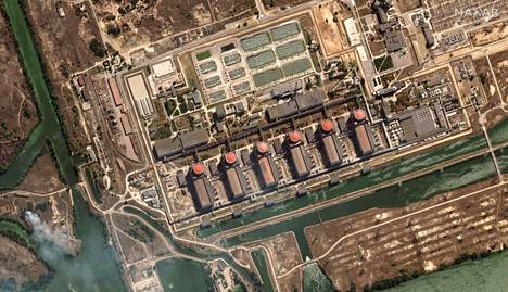 Maxarin satelliittikuva Zaporižžjan ydinvoimalan alueesta.