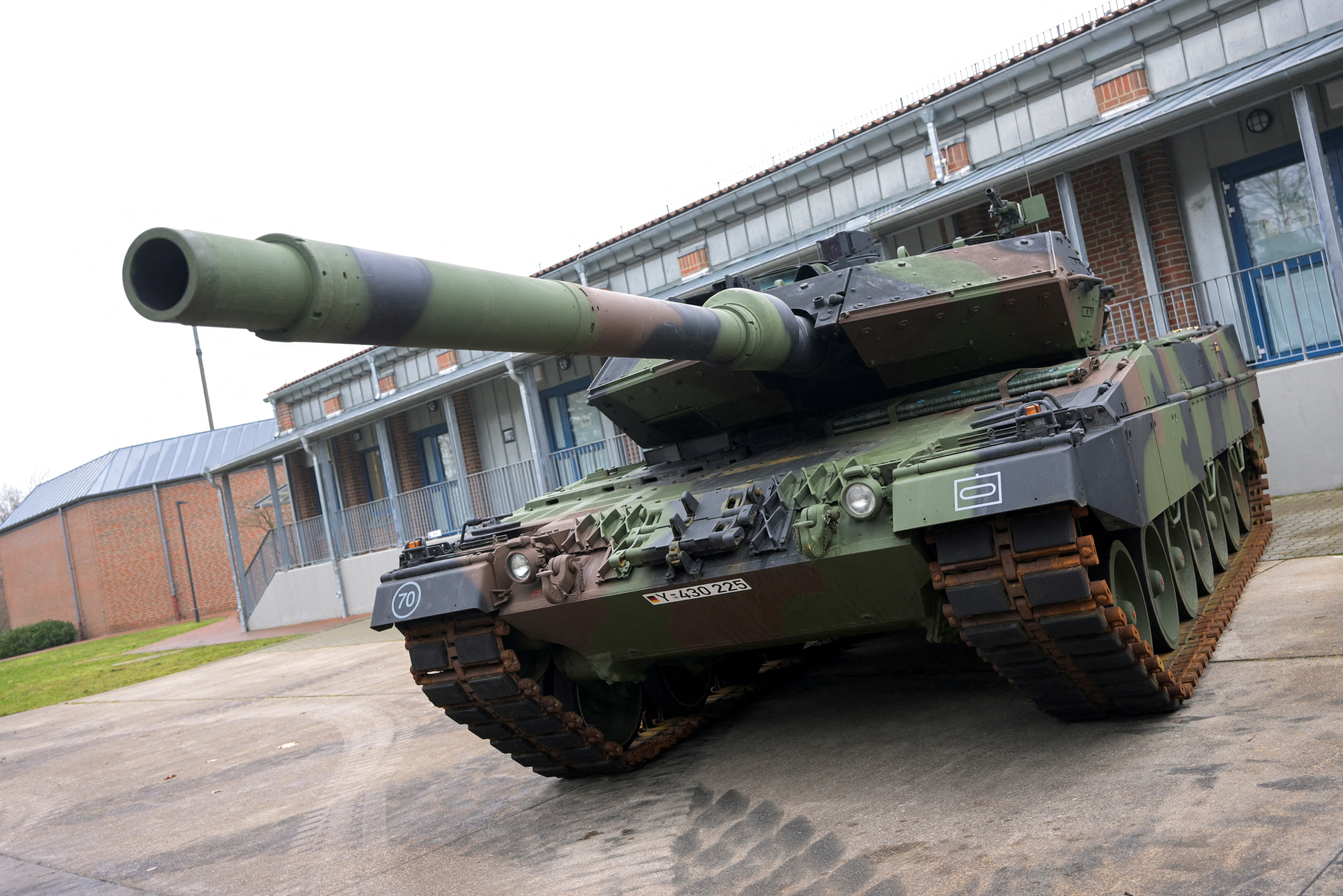 German Defence Minister Boris Pistorius visits a military base where Ukrainian soldiers undergo training on Leopard tanks destined for Ukraine