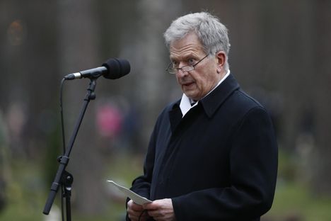 Presidentti Sauli Niinistö puhui Mannerheim-ristin ritari Tuomas Gerdtin hautajaisissa Lepolan hautausmaalla Lappeenrannassa.