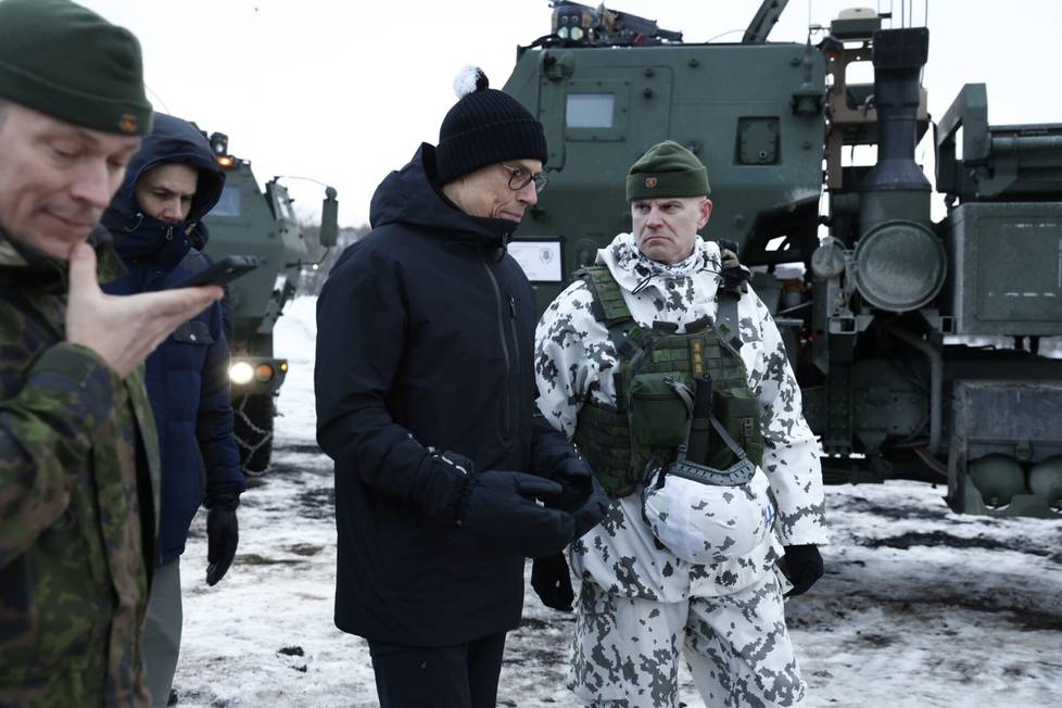 Suomen Nato-politiikkaa johtava tasavallan presidentti Alexander Stubb vieraili sotilasliiton Nordic Response -suurharjoituksessa Norjan Altassa maaliskuussa 2024.