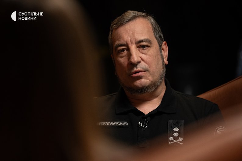 Deputy Head of the Military Development and Reform Directorate of the Ministry of Defense of Ukraine Vadym Skibitsky during an interview with Suspilny, Kyiv, August 2025