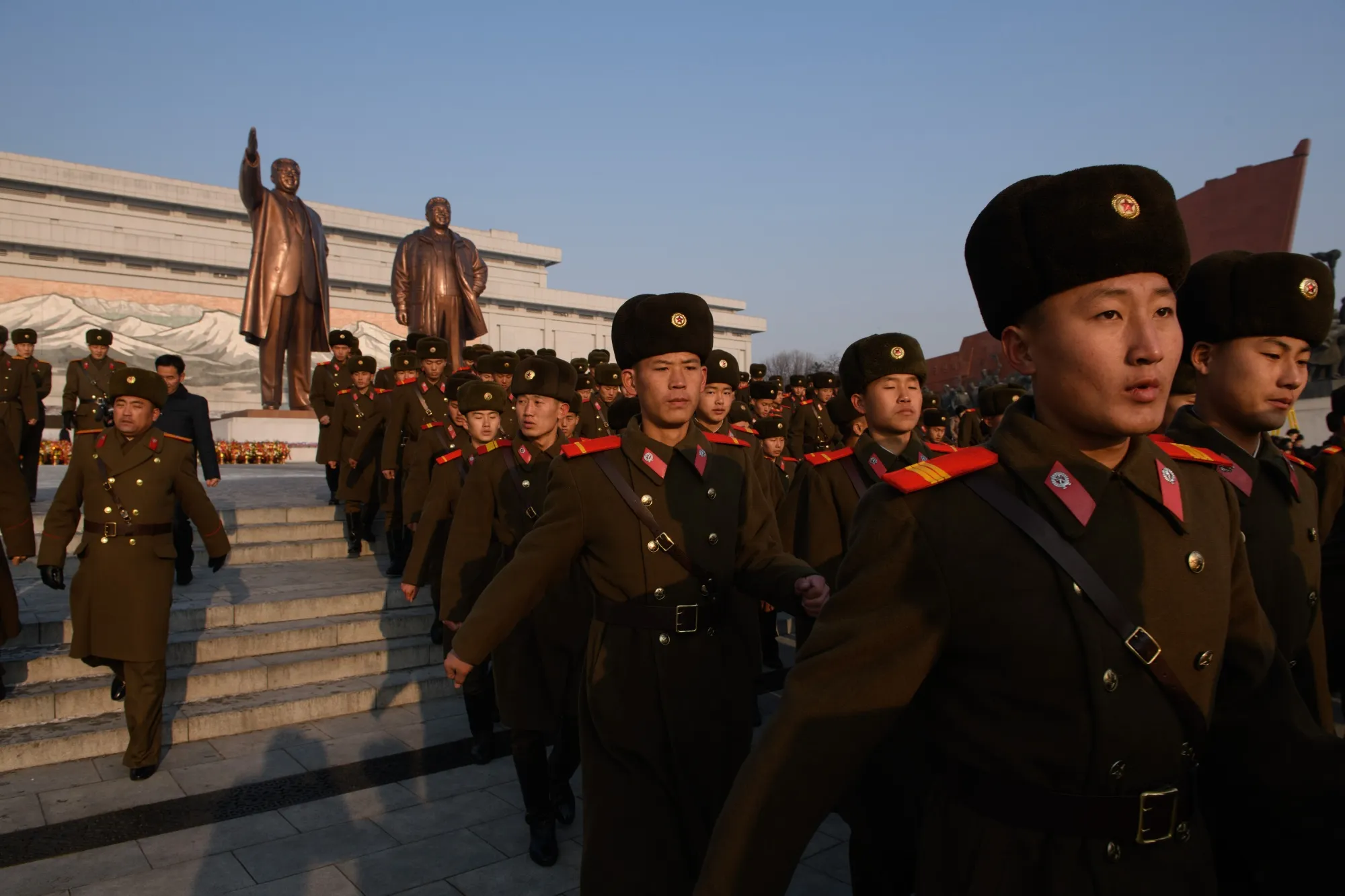 Korean People's Army soldiers in Pyongyang.