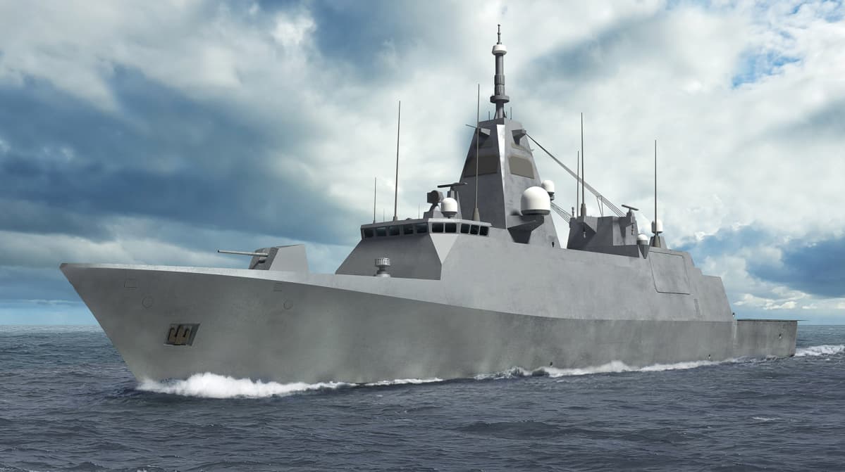 Laivue 2020 -hankkeen alus Puolustusministeriön havainnekuvassa. 