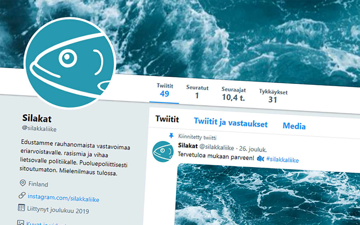 Silakkaliikkeen Twitter-sivu.