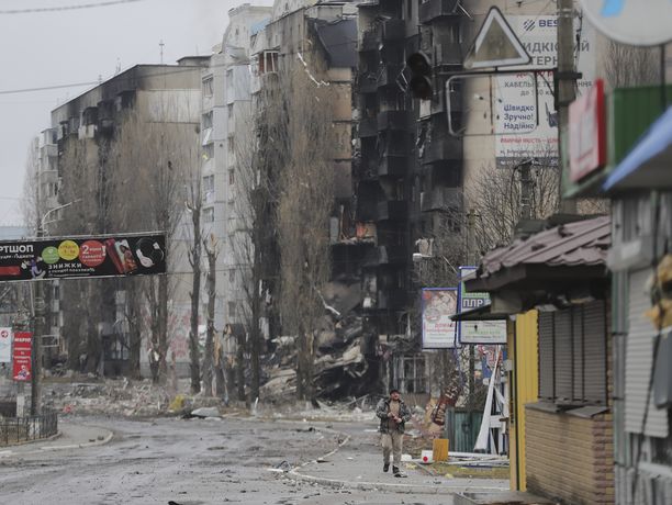 Borodjankan keskusta oli kärsinyt pahoja vaurioita jo maaliskuun alussa.