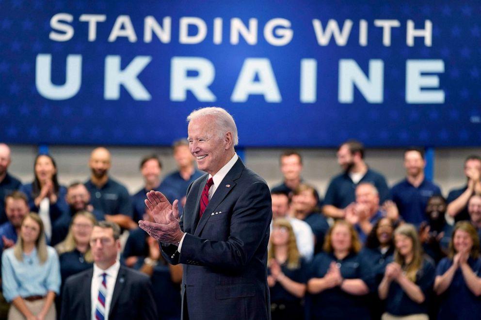 PHOTO: FILE - President Joe Biden smiles before speaking, May 3, 2022, in Troy, Ala.