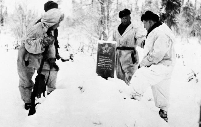 Soviet Union Russia Finland winter war snow grave frozen