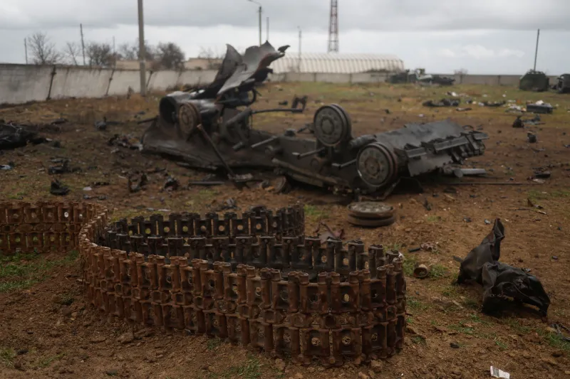 A destroyed Russian tank outside Kherson, Ukraine, November 2022