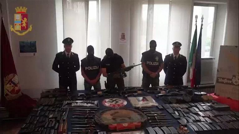 Officers with a haul of weapons
