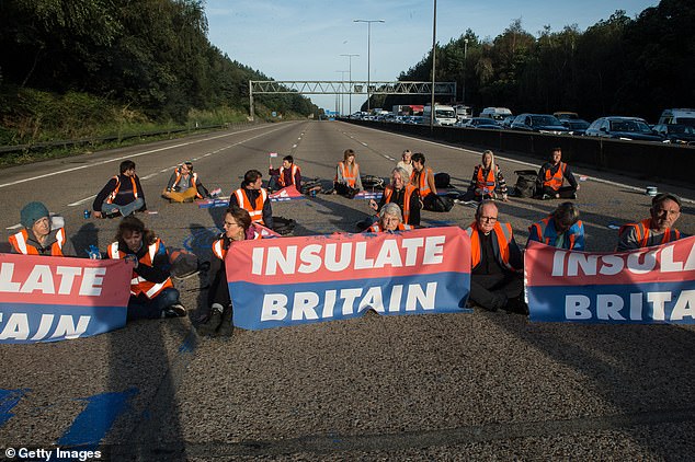 Protesters occupy the lanes on the M25 in Surrey as they continue with their demonstrations