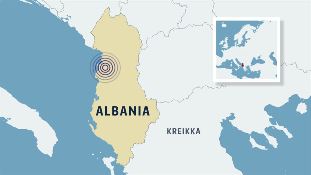 Albania maanjäristys, karttakuva