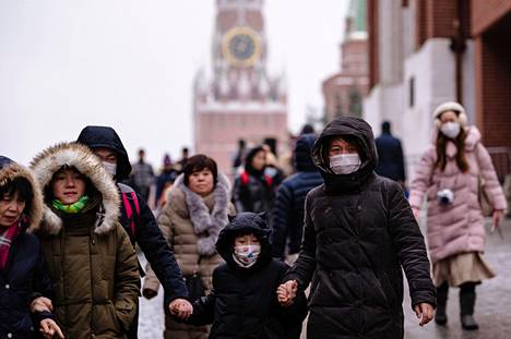 Aasialaisturisteja Moskovan Punaisella torilla 29. tammikuuta.