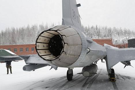 Saab esitteli uutta Gripen E -monitoimihävittäjää tammikuussa Satakunnan Lennostossa Pirkkalassa.