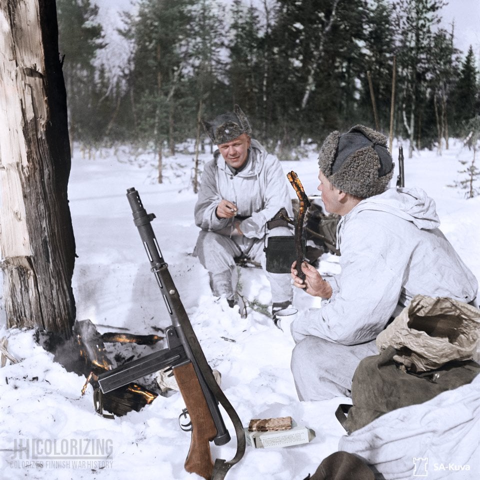 r/dragonutopia - Finnish ski patrol from Separate Detachment Sau in the Savukoski area, April 2, 1944.