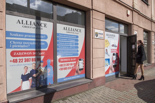 Maryna Karalop’s employment agency in Warsaw caters to fellow Ukrainians. 