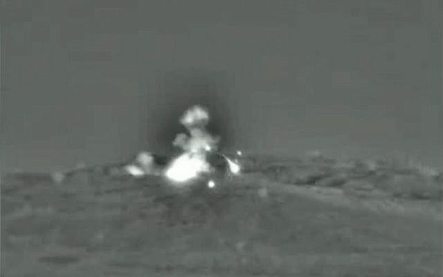 An IDF airstrike hits Syrian military targets, June 1, 2019. (IDF spokesperson's unit)