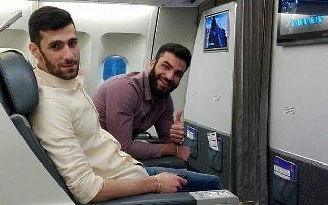 Hassan Yousef Zabeeb, left, and Yasser Ahmad Daher, two Hezbollah members killed in an Israeli airstrike in Syria to thwart a plot to launch armed drones into Israel, seen flying to Iran from Lebanon in an undated photograph. (Israel Defense Forces)