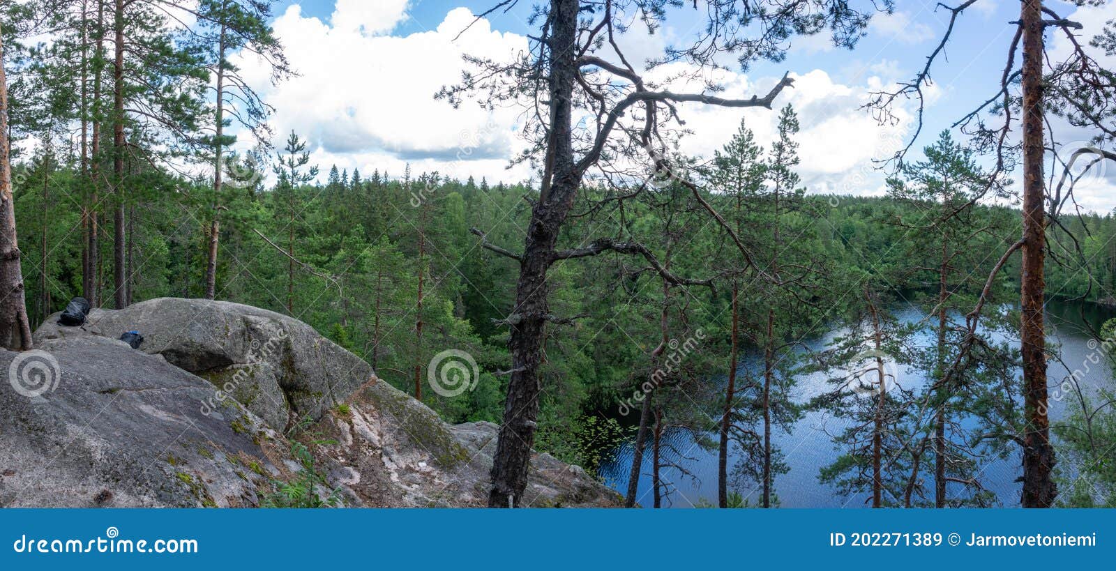 Scene at hiking trail in Nuuksio national park, Espoo, Finland