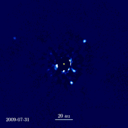 HR 8799 Orbiting Exoplanets.gif
